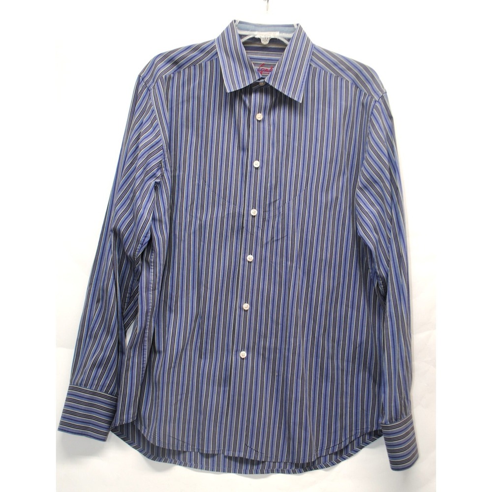Robert Graham Mens Size L Blue Long Sleeve Cotton Button Down Shirt (J10)